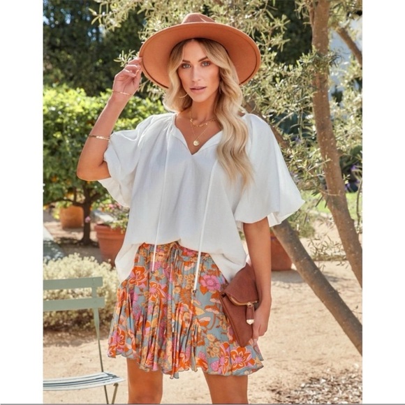 VICI Rafa Cotton Puff Sleeve Top - White - Small - Picture 2 of 15